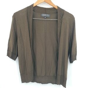 ☆☆ Jones New York Chocolate Brown Knit Open Front Half Sleeve Cardigan Large